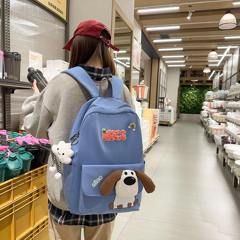 Four-Piece Backpack Set Dog Pattern Large Capacity Senior High School Student School Bag Multi-Functional Backpack