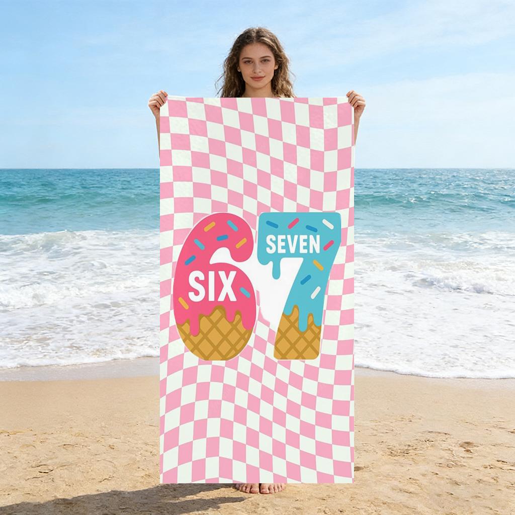 

Six Seven 67 Friendship Funny Beach Towel Quick-drying Super Absorbent Suitable for Beach Vacation Pool Gym Gift for Friends W30*H60(CM)