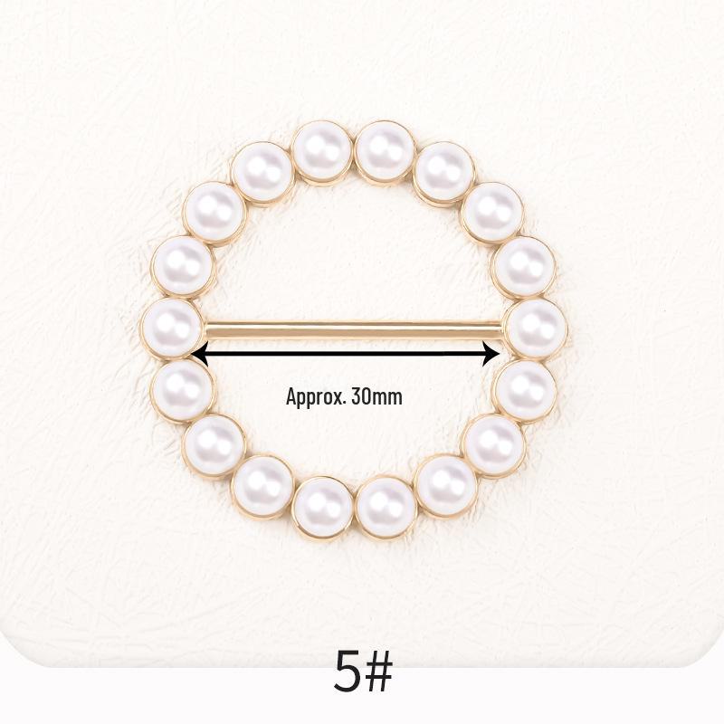 Premium Metal Buckle Summer Korean T-Shirt with Pearl Round Top Knot
