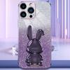 For iPhone 14 Pro Max Case Scratch Resistant Lovely Rabbit Pull-out Kickstand Phone Cover