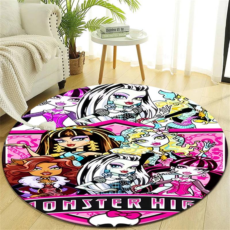 1pc Monster High Draculaura2 Design Printed Area Round Carpet for Bedroom Living Room Home Decor Rugs Mat Non Slip Mat Rug for Bedside