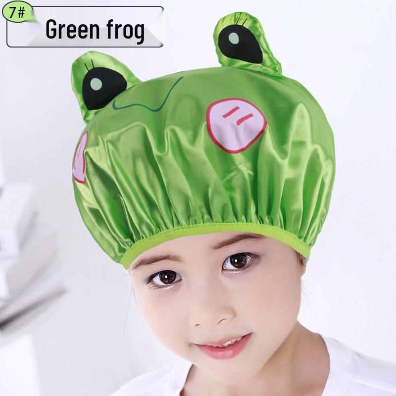 

Водонепроницаемая мультяшная шапочка для купания для малышей: Двухслойная эластичная шапочка для шампуня для девочек Children Double Layer Cap