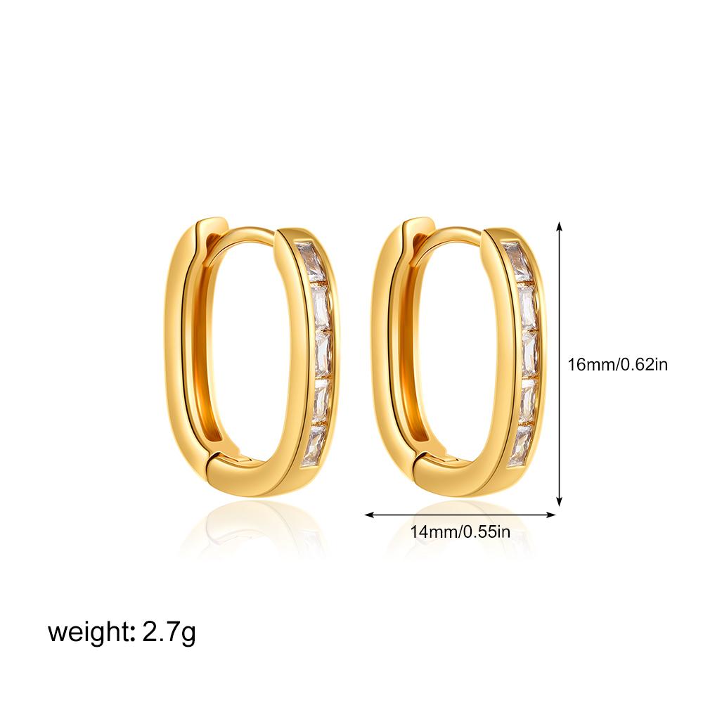 Delicate Square Cubic Zirconia Tiny Hoop Earrings for Women Stainless Steel Statement Stackable Fashion Party Jewelry Gifts