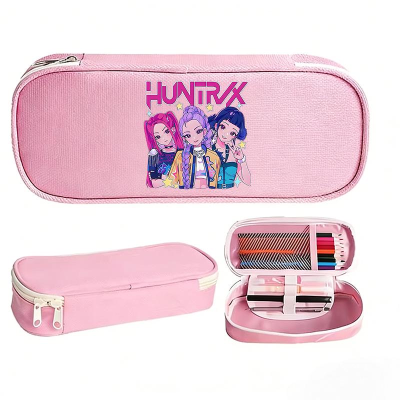 K-pop Demon Hunter Girl Group Pencil Case - Korean Style, Multi-functional Oxford Cloth Stationery Box for Junior & High School Students