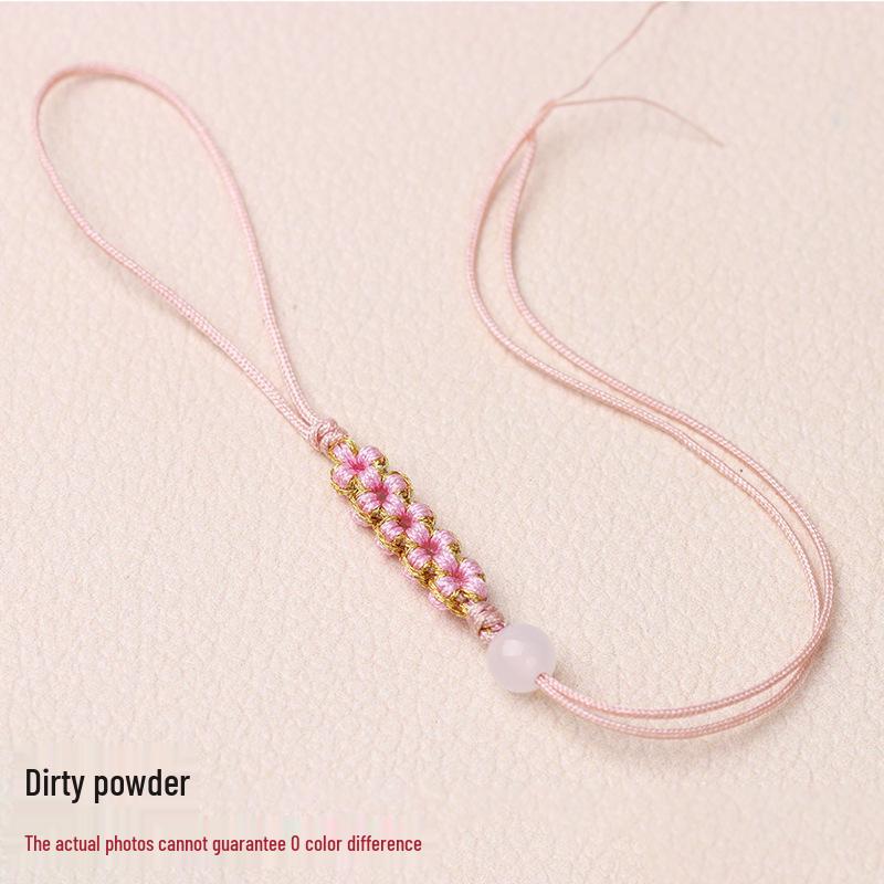 Peach Blossom Knot Phone Chain & Bag Pendant - Handmade Woven Jewelry Lanyard