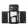 For Samsung Galaxy S25/S24 Leather Back Cover Zipper Wallet Kickstand Phone Case with Shoulder Strap