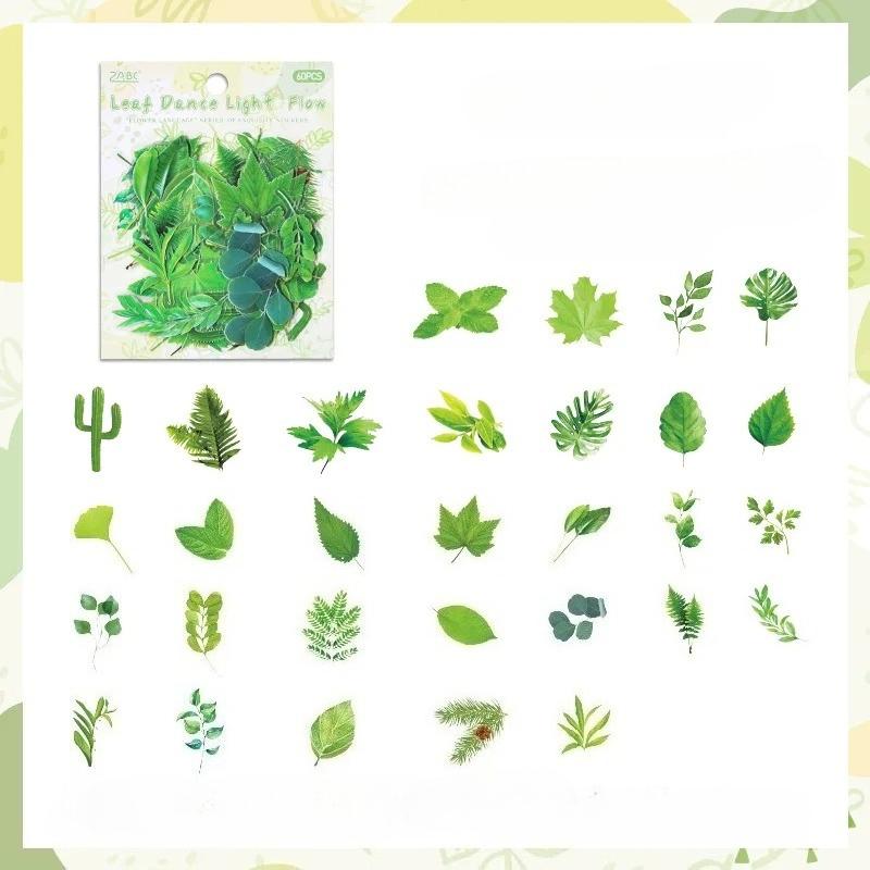 60 Pcs Plant Flower Cluster Stickers Junk Journal Creative Stationery DIY Decorative Stickers Scrapbook School Supplies