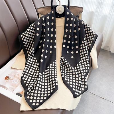 90*90Cm Polka Dot Printed Square Scarf Women Imitation Silk Scarves Bandanas Luxury Travel Shawl Wraps Elegant Hijab Neckerchief
