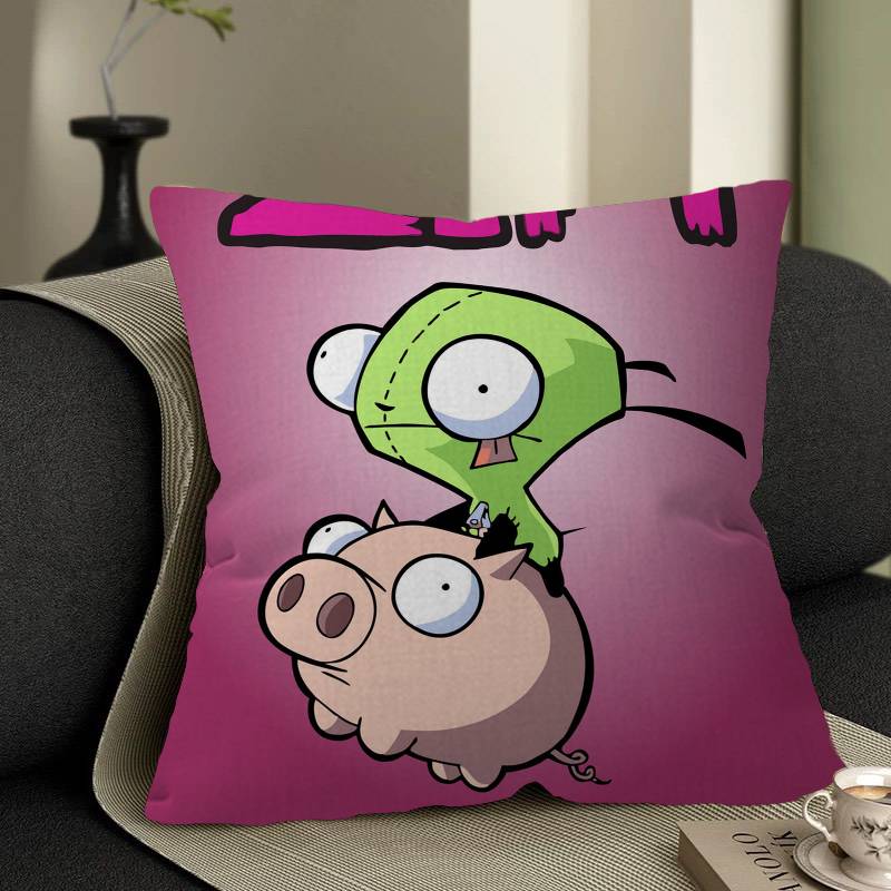 

I-Invader Animation Z-Zim Personalized Pillow Cover Kids Bedroom Wild Party Decor Pillowcase Kid Birthday Shower Gift 12x12Inch