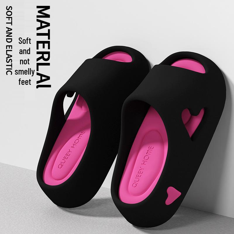 

Женские комнатные/уличные нескользящие EVA тапочки - Дизайн эмодзи какашки, Толстая подошва, Летние шлепанцы для душа Size 37-38 чёрный/ярко-розовый