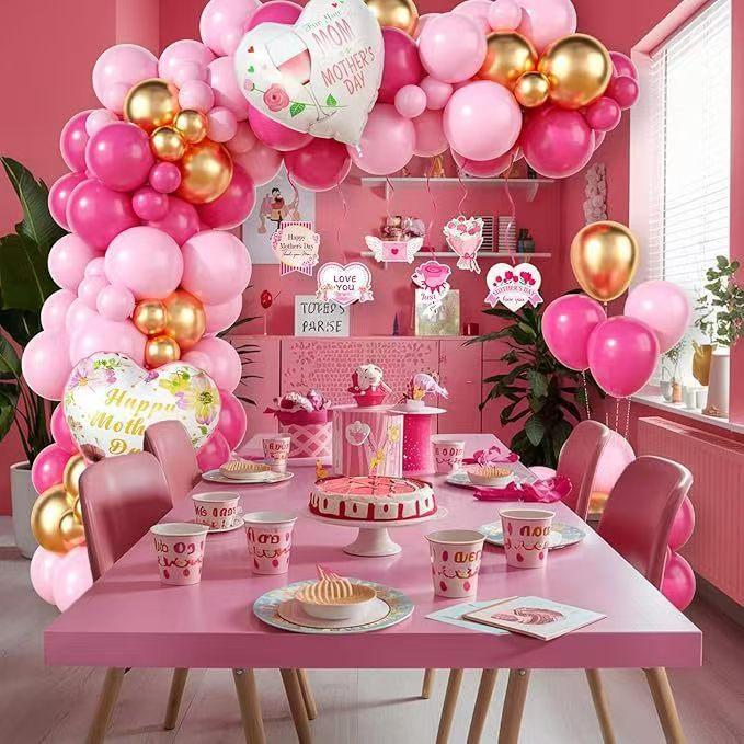Mother'S Day Balloon Arch Kit Mother'S Day Hot Pink Gold Balloon Happy Mother'S Day Birthday