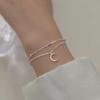925 Silver Star Moon Bracelet Women Fashion Korean Crystal Double Layer Charm Party Jewelry Gift
