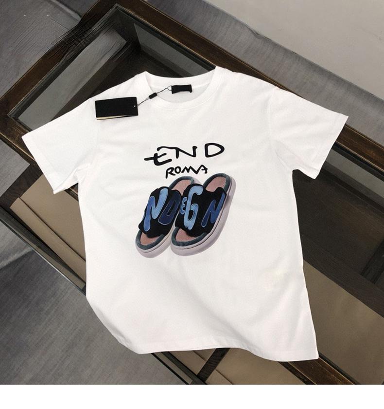 European Luxury Slippers Letter Print Men's Short Sleeve T-shirt Men's 2024 New High-end Cotton Half Sleeve Fashion Trend