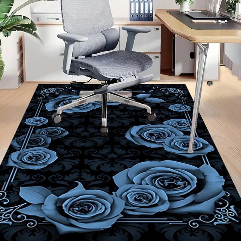 1 Stück Teppich mit Rosenmuster, rutschfeste Polyester-Bodenmatte für Büro, Schlafzimmer