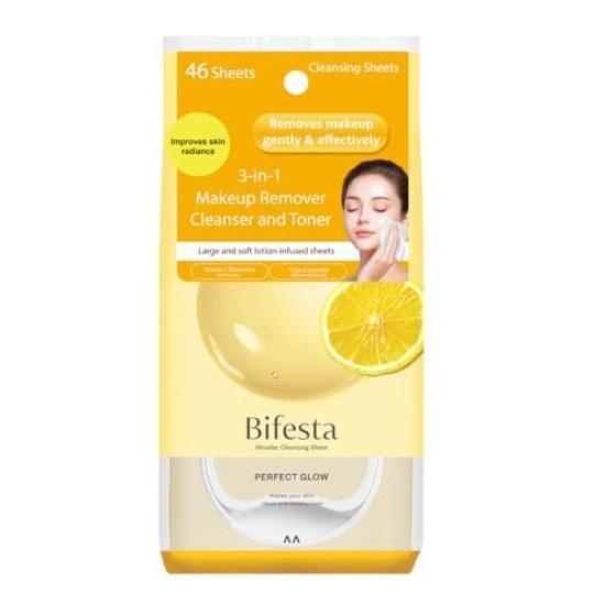 Bifesta Micellar Cleansing Sheet Perfect Glow Makeup Remover Large Sheets No Double Required 46