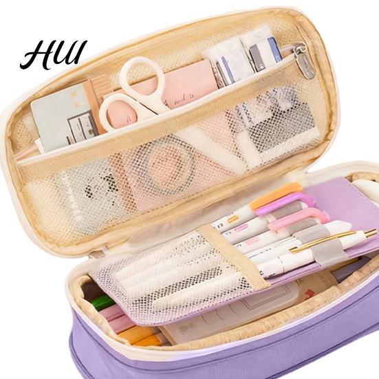 Multifunctional Zipper Pouch Large Capacity Pencil Case Portable Office Supplies School Students Storage Bag Stationery Makeup Organizer Pen Holder