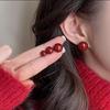 Cherry Red Vintage Daily Stud Earrings For Women Small Design Ear Jewelry