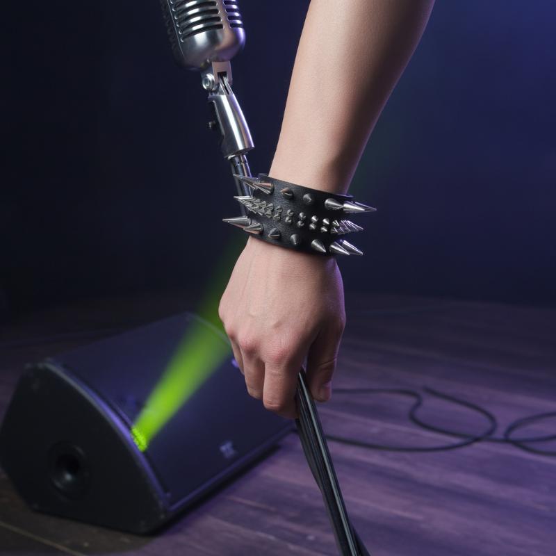 1/3 Pezzi Stile Punk Personalità Musica Rock Tema Oscuro Esagerazione Uomo Set Tre Pezzi Pelle Acciaio Inossidabile Braccialetto da Polso