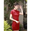 Red cheongsam women's new summer model, improved young model, win the college entrance examination, send the test, small short model