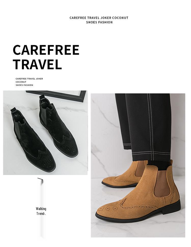 Autumn/Winter 2025 Men’s High-Top Frosted Leather Martin Chelsea Boots - Plus Size Available