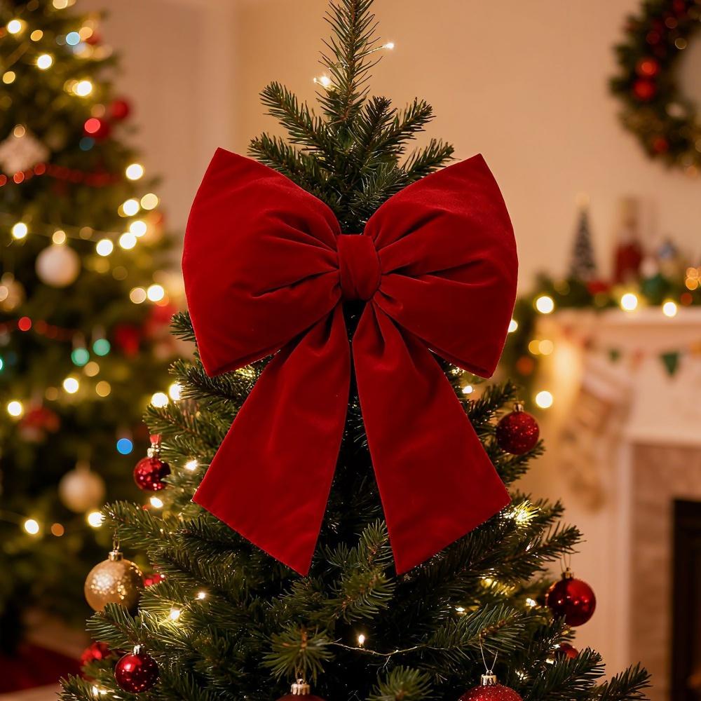 1 stuks Rode Kerststrikken Buiten Decoraties Grote Kerstboom Topper Strik voor Kerst Huis Voordeur Decor