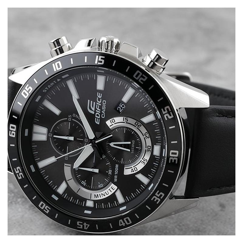 Casio EDIFICE Standard Timepiece Series, Fashionable Classic, One-touch Three-fold Buckle 1/10 Stopwatch, 100 Meters Waterproof, Quartz EFV-620L-1AV