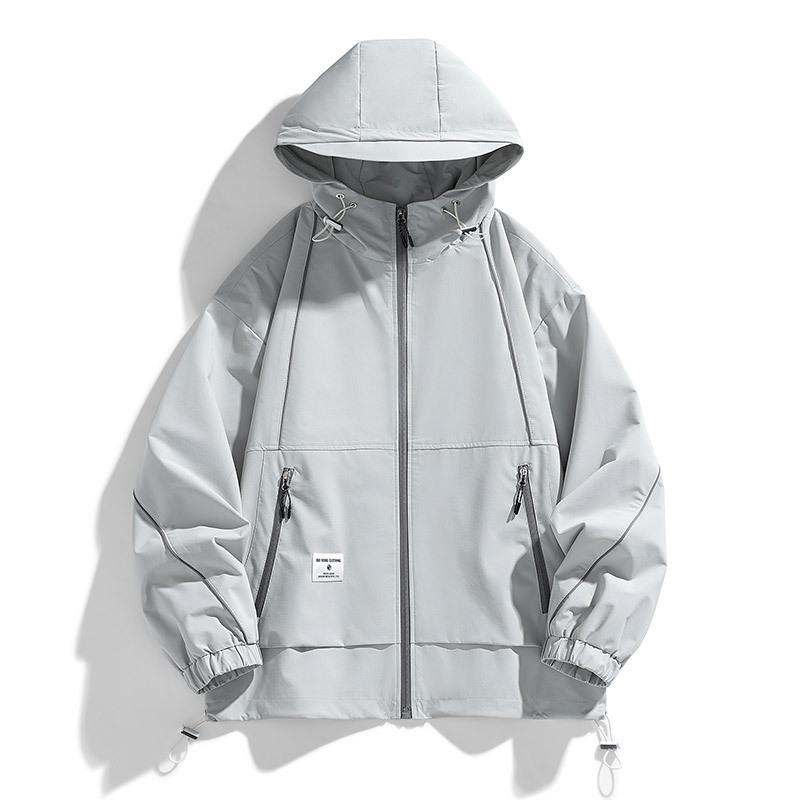 Casual Men's Jacket Waterproof Jacket Men's Autumn Fattening Enlarged Hooded Jacket Large Size Tooling Handsome Jacket