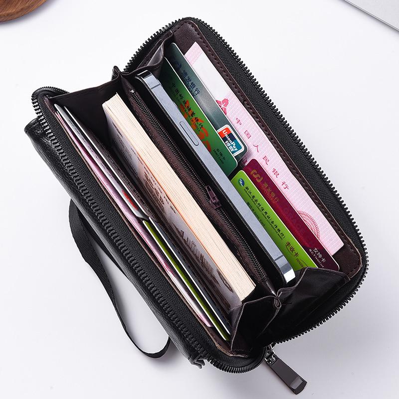 Men's PU Leather Multi-Slot Long Wallet & Clutch Bag with Mobile & Coin Pockets