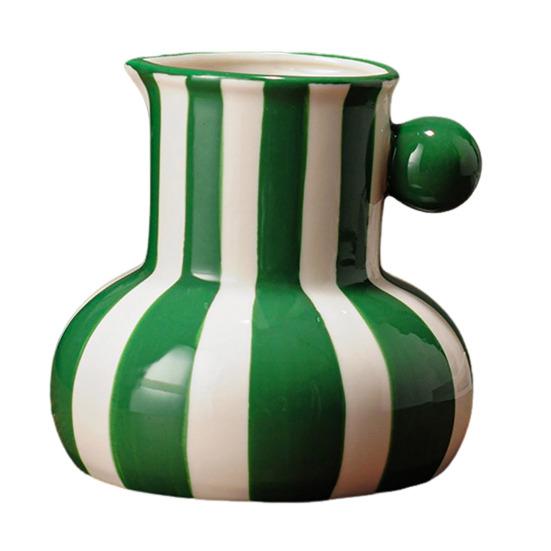 Painted Ceramic Vase Desktop Stripe Art Vase Decorative Flower Vase for Flower Arrangement Living Room Bedroom Decor