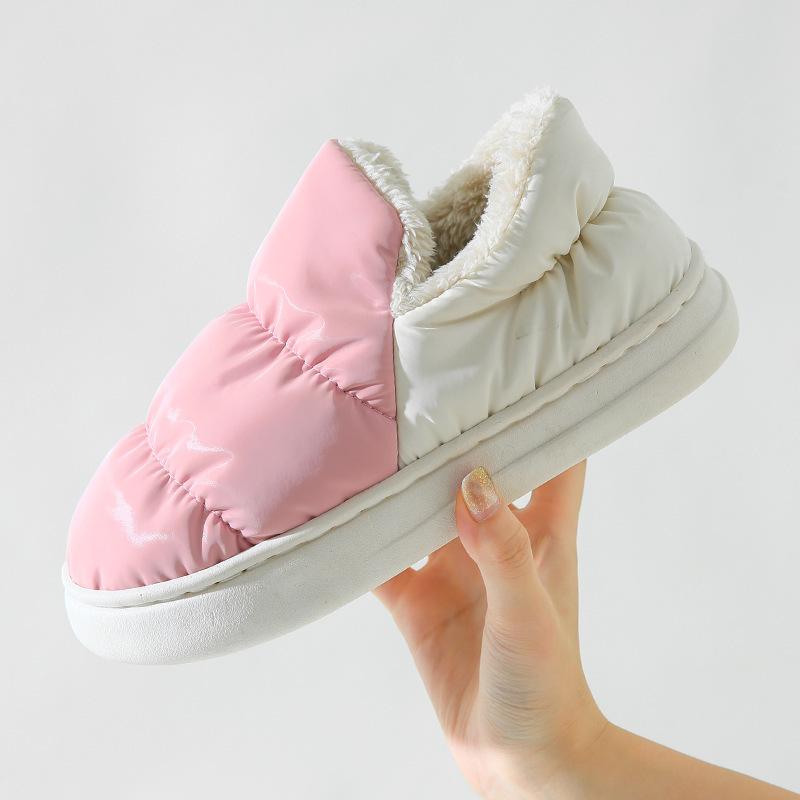 2025 home non-slip and warm indoor shoes postpartum soft-soled bread shoes cotton slippers thickened in autumn and winter
