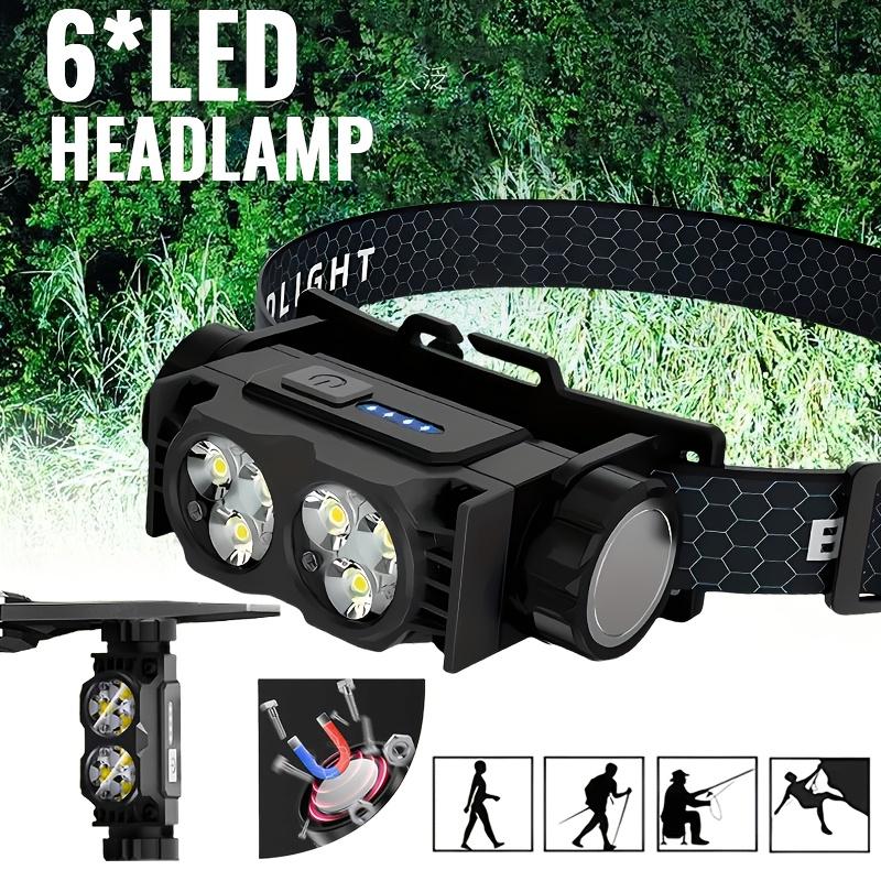 Multifunksjonell magnetisk bærbar arbeidslykt oppladbar hodelykt med 3-trinns justering for utendørs camping, løping og fiske