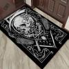 Schädel und Symbole Teppich für Gothic-Einrichtung - Dunkle mystische Dekorationen, Vintage-Stil Fußmatte Rutschfester Teppich