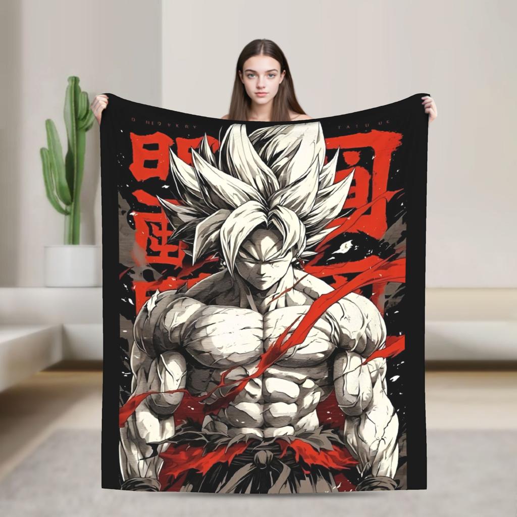 DBZ Blankets Coral Fleece Plush Summer Air Conditioning Super Saiyan Portable Soft Throw Blanket for Bed Car Bedspreads