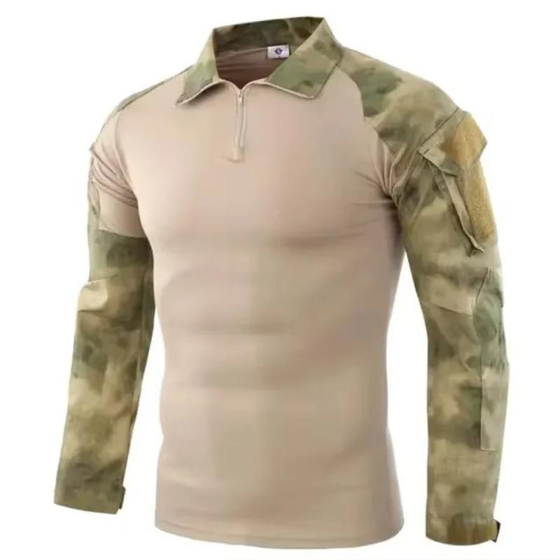 Herren Outdoor Taktische Wander-T-Shirts, Jagd Tarnung Langarm Jagd Klettershirt, Herren Atmungsaktive Sportbekleidung