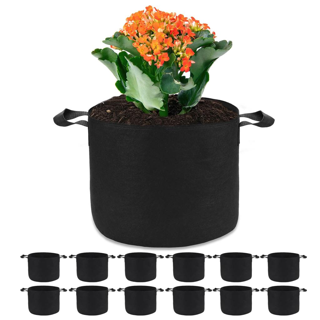 OPPOLIFE Nonwoven 10 Pack of Fabric Grow Nonwoven Fabric Planting Flower Ideal for Gardening and Home Vegetable Gardening X Planter, Gallon, 12, Pots,