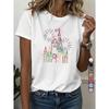 AUX DES MOUBLES Women's Casual Sports T-Shirt, Round Neck Tee, Vintage Castle Print Fashion, Artistic Casual Wear, European Style Retro Tee