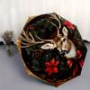 Christmas Deer Wreath with Poinsettias and PineconesUmbrellaPortable 3-Fold Compact Umbrella for Men & Women Gift