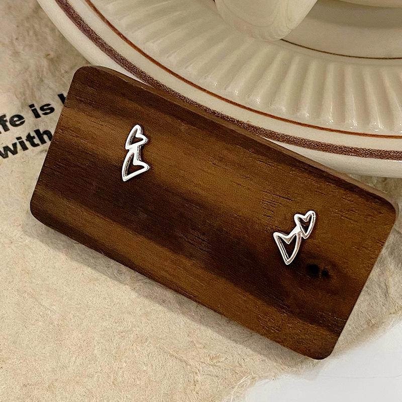 Hollow Double Love Earrings for Women Irregular Niche Design Earrings