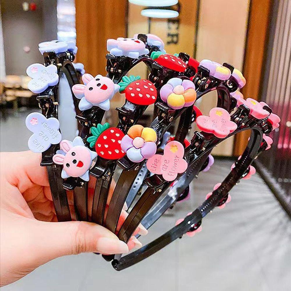 

HairHoop Crystal Flowers Headwear Double Layer Bands Hair Hoop Braided Headband Flower Hairband