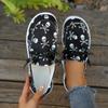 Women's Canvas Shoes Chunky-Sole Loafers Versatile Slip-On Lazy Shoes Comfortable Soft-Sole Low-Cut Single Shoes for Commuting