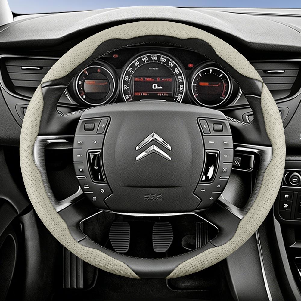 Suitable for Citroen Breathable Leather Steering Wheel Cover with Segmented Quick-Release Design, Non-Slip and Durable, for Models Such as C3, C4 X, B