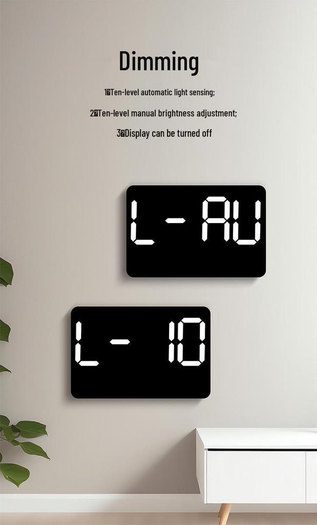 Large LED Digital Alarm Clock - Silent Weekday Display for Living Room