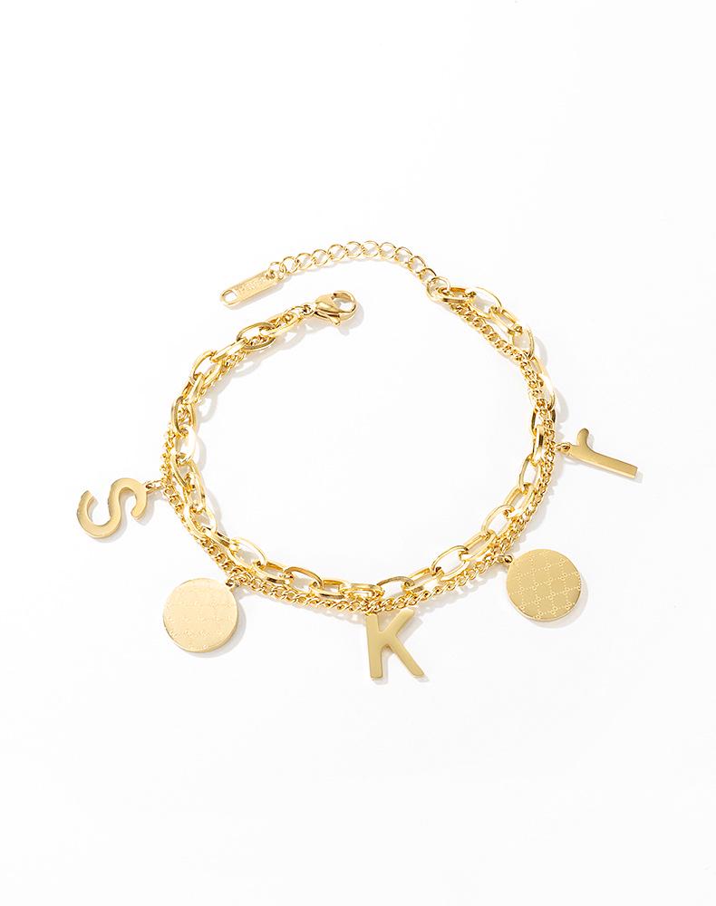 

Минималистичный двухслойный браслет из титановой стали – Женская модная бижутерия