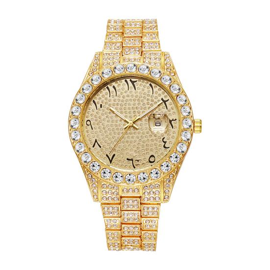 Unisex Bracelet Watch Quartz Analog Watch with Date Display Sparkling Rhinestone Dial Wristwatch for Daily Office Party Use