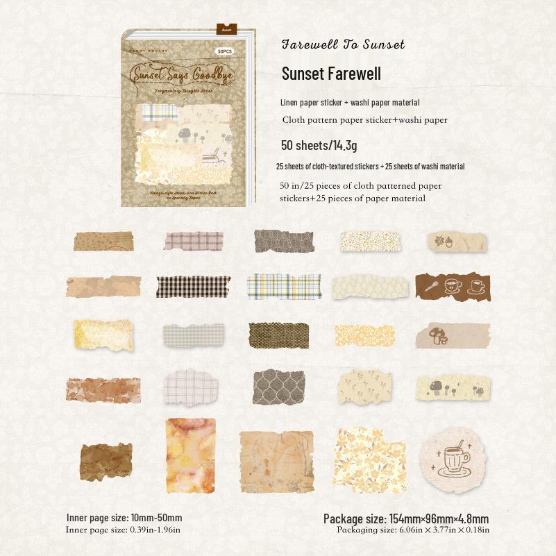 Zucker Poesie Stoff-Themen Abreißbares Sticker-Pack für Journals