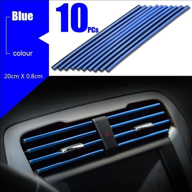 10 PCS Car Air Conditioner Outlet Decorative Soft Strip Accessories Auto Interior Grille Decorative Strip Universal U-shaped