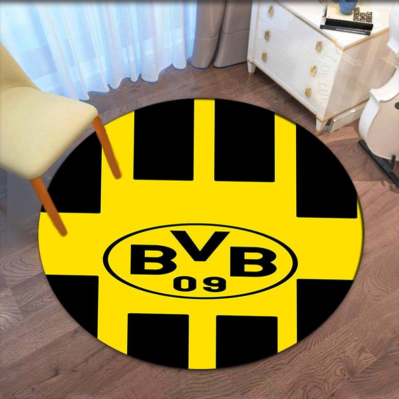 Borussia Dortmund Tištěný Kulatý Koberec Kobereček na Židli Plošný Koberec Rohožky do Vstupní Haly, pro Kancelářskou Židli Obývací Pokoj Ložnici Kuchyň.