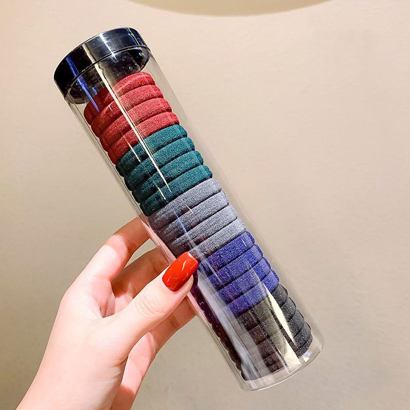 Korean High-Elastic Seamless Hair Ring: Durable Headband & Rubber Band with Leather Case