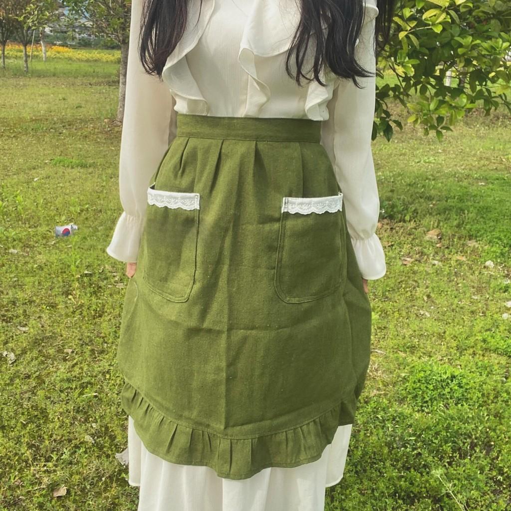 Cotton Linen Sleeveless Apron With Lace Trim For Kitchen Cooking And Baking
