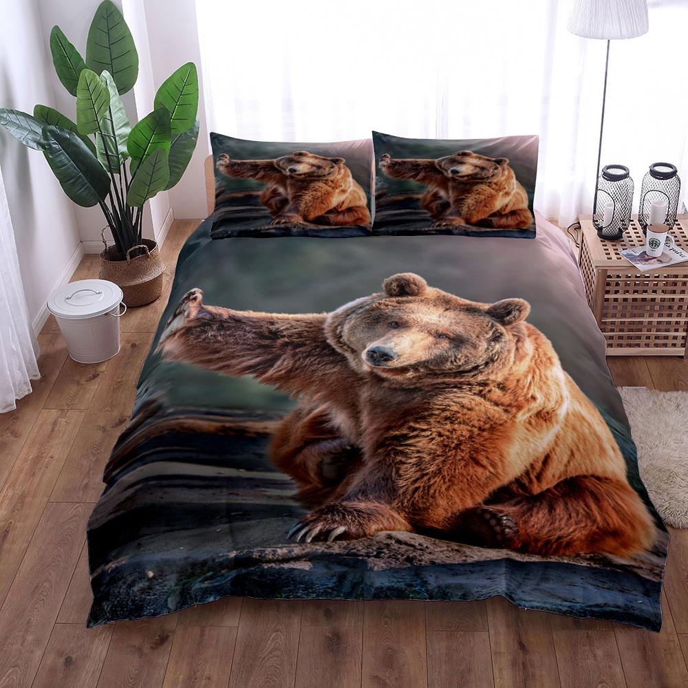 

Винтажный комплект постельного белья с изображением дикого медведя и животных для защиты от диких животных, комплект постельного белья размера «king-size», комплект постельного белья «queen-size» для двуспальной кровати EU single(135x200cm)